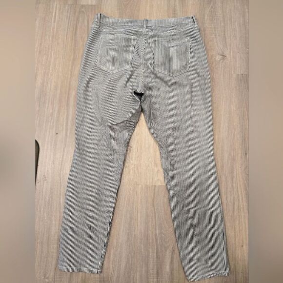 Loft Skinny Ankle Striped Jeans Blue And White Sz 10 - Picture 12 of 12